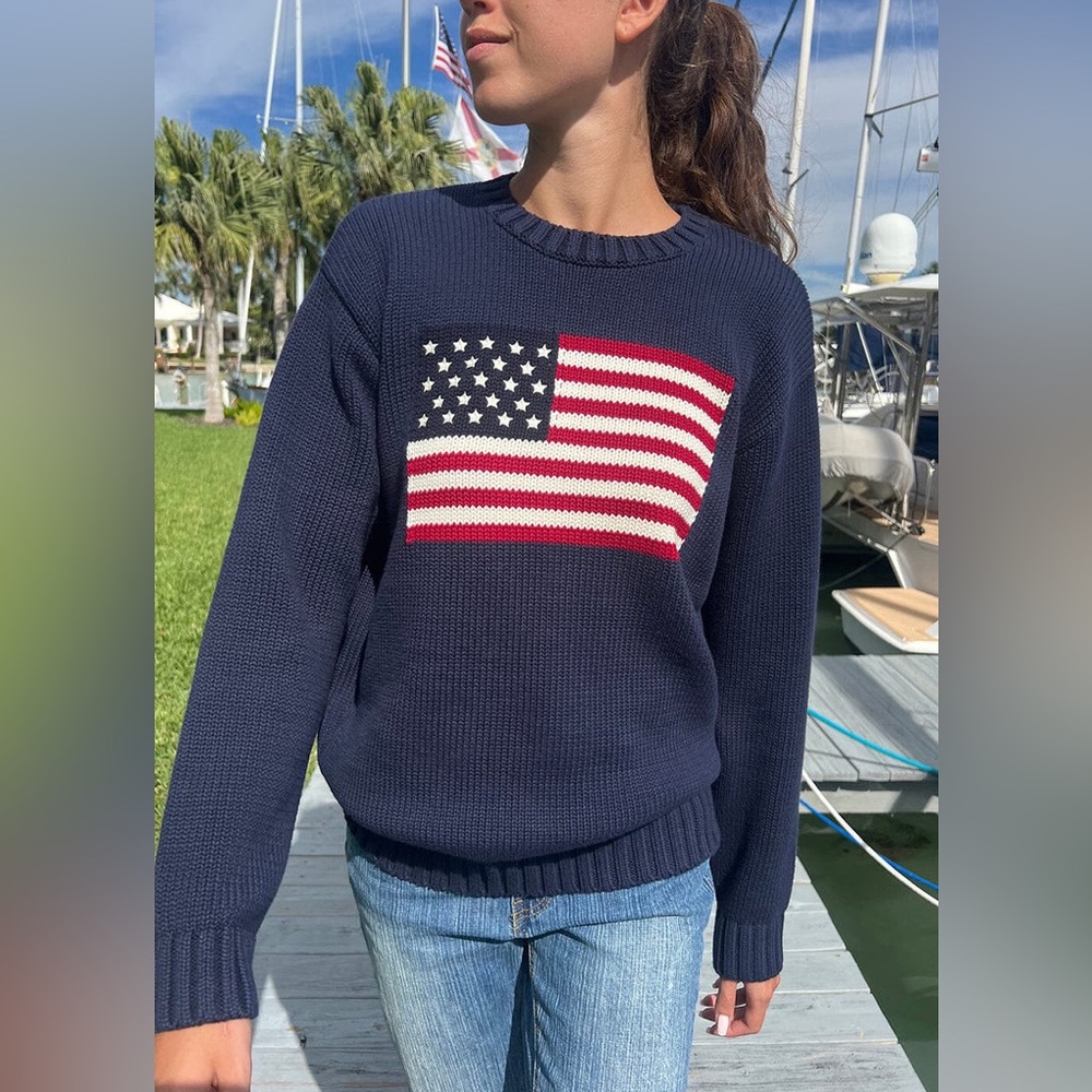 Brandy Melville Dark Blue Flag Sweater